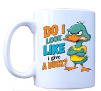 Millhouse Prints Funny Angry Duck Mug - Do I Look Like I Give a Duck - Sarcastic Animal Coffee Cup for Men & Women - 11oz White Ceramic with Bold Humor Design