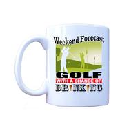 Millhouse Prints Funny Golf Mug for Men, Golfing Mug with a Chance of Drinking Tea/Coffee