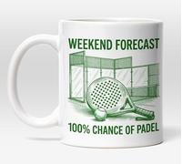 Millhouse Prints Funny Padel Mug - 11oz Ceramic Coffee Cup, Weekend Forecast Design for Padel Lovers