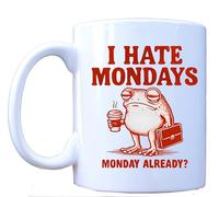 Millhouse Prints I Hate Mondays Funny Frog Mug - Grumpy Animal Coffee Cup for Work - Sarcastic Gag for Coworkers - Office Humor for Men & Women - Lazy Monday Mug - 11oz Ceramic