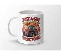 MILLHOUSE PRINTS Just a Guy Who Loves Tractors Mug - Retro Farm Life Coffee Cup - Rustic Agriculture Lover Drinkware