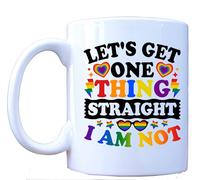 MILLHOUSE PRINTS Let’s Get One Thing Straight Mug - LGBTQ Rainbow Coffee Cup - Pride Humor Ceramic