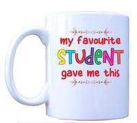 Millhouse Prints My Favourite Student Gave Me This Mug - Funny Teacher Appreciation Coffee Mug with Rainbow Text - Colourful Ceramic Cup - 11oz