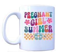 Millhouse Prints Pregnant Girl Summer Mug - Colorful Groovy Coffee Mug for Moms-to-Be with Retro Baby Feet Design - Funny Maternity Ceramic Cup - 11oz