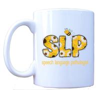 Millhouse Prints SLP Speech Language Pathologist Mug - Sunflower Daisy Design Coffee Cup - Healthcare Professional Gift - 11oz Ceramic