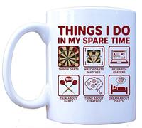 Millhouse Prints Things I Do in My Spare Time Darts Mug - Funny Darts Player Coffee Cup - Red Game Obsession Design - 11oz Ceramic