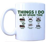 Millhouse Prints Things I Do in My Spare Time Trains Mug - Funny Train Lover Coffee Cup - Railfan Obsession Design - 11oz Ceramic