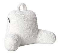 Milliard Reading Pillow with Shredded Memory Foam, Back Rest Pillow for Sitting in Bed with Faux Fur Removable Cover -18x15 inches (White)