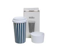 Millie 12oz Ceramic Tumbler - Stylish Travel Coffee cup with Lid, Microwave & Dishwasher Safe - Ceramic Travel Mug with Lid - Unique Gift Idea for Women & Men Who Love Coffee on the Go