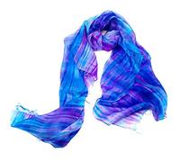 Millie and Boo Silk Scarf for Women - Pure Mulberry Silk Hair Wrap - Hand-Painted Purple Blue Silk Head Scarf - Modern Shawl Wraps for Women - Luxurious Silk Neck Scarf - 67 x 29-inch