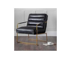 Millie Black Faux Leather Accent Chair with Gold Legs Gold