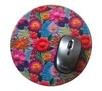 Millie & Boo Non-Slip Microfibre Mouse Mat - 22cm Diameter, 2mm Thick, Perfect Mouse Pad & Desk Organiser for Women Working from Home… (Colourful Flowers)