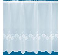 Millie White Floral Base Design Net Curtain Sold By The Metre (40" (102cm))
