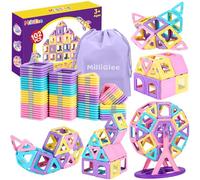 MilliGlee Magnetic Tiles - 102PCS Magnetic Building Blocks for Kids with Storage Bag Magnetic Blocks for Kids Magnets for Kids Magnetic Toys for 3 4 5 6 7 8-12 Year Old Girls Boys Birthday Gifts
