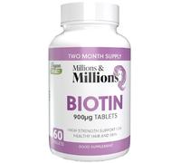 Millions & Millions - Biotin 900µg • Maintenance of Hair, Skin & Nails • Suitable for Vegetarians • 60 Tablets • 2 Month Supply