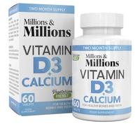 Millions & Millions - Calcium 400mg + Vitamin D3 200iu • Musculoskeletal Support for Strong Bones, Muscles & Teeth • Suitable for Vegetarians • 60 Tablets • 2 Month Supply