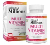 Millions & Millions Multivitamin & Minerals Supplement for Women - 30 Easy to Swallow Tablets - General Health and Wellbeing Support - Vegetarian Friendly - 1 Month Supply