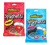 Millions Sour Spaghetti Strawberry & Bubblegum Flavour Bulk Pack, 2 Bags each flavour (1)