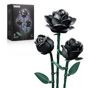 Millionspring Black Rose Bouquet Building Set of 3 Black Artificial Roses Gifts for Her Girlfriend on Birthday, Anniversary, Valentine's Day, Mother's Day, Halloween, Christmas,Gothic Home Decor