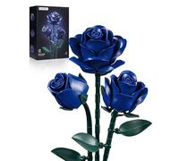 Millionspring Blue Rose Bouquet Building Set of 3 Blue Artificial Roses Gifts for Her Him Girlfriend on Valentine's Day, Mother's Day, Birthday, Anniversary, Halloween, Christmas,Gothic Home Decor