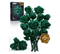 Millionspring Green Rose Bouquet Building Set Green Artificial Roses Gifts for Adult on Birthday,New Beginnings,Hope and Good Fortune,Christmas,Home Decor