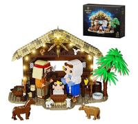 Millionspring Jesus Nativity Scene Building Kit with LED Lights - Christmas Manger Set with Mary, Joseph, Baby Jesus - Holiday Decor, Creative Gift for Kids & Adults (1000 Pieces)