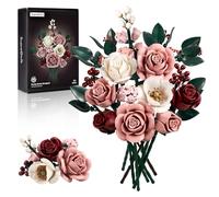 Millionspring Pink Rose Bouquet Building Set Pink Artificial Roses Gifts for Him Her on Mother's Day, Wedding, Anniversary, Retirement, Valentine's Day, Christmas, Home Decor