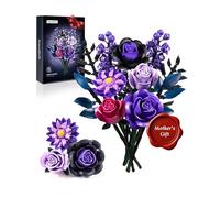 Millionspring Purple Rose Bouquet Building Set Purple Artificial Roses Gifts for Him Her on Birthday, Mother's Day, Valentine's Day, Anniversary, Halloween, Christmas, Home Decor