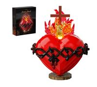 Millionspring Sacred Heart of Jesus Building Block Set with LED Light,Jesus Heart Toy Model,Home Chapel Decor Easter Gifts for Kids,Adults(625PCS)