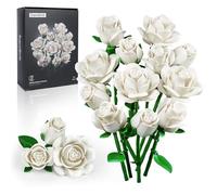 Millionspring White Rose Bouquet Building Set White Artificial Roses Gifts for Her on Valentine's Day, Wedding, Retirement, New Beginnings, Mother's Day, Christmas, Home Decor
