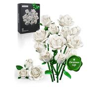 Millionspring White Rose Bouquet Building Set White Artificial Roses Gifts for Her on Wedding, Anniversary, Retirement, New Beginnings, Mother's Day, Christmas, Home Decor