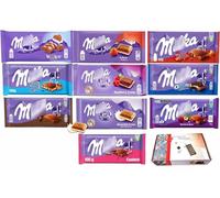 Millka HAMPER Box 1 kg I 10 Chocolate Bars of 100g I 5 Different Millka Varieties Chocolate Gift Box Hamper Assorted Flavours Great for Christmas Gifts, & Parties (10 x Assorted Millka Flavours)