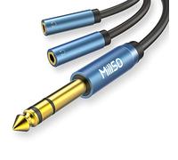 MillSO 1/4 inch to 3.5mm Headphone Jack Adapter, 2x 3.5mm 1/8'' Female Jack Socket to 6.35mm 1/4'' Male Plug 3-pin Stereo Audio Y Splitter Cable with Gold-plated Contacts & Metal Sleeve - 30CM/12inch