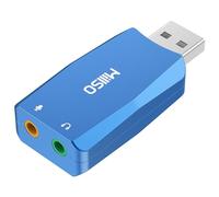 MillSO External USB Sound Card with Internal Recording Function, Portable USB to 3.5 mm Headphone Microphone Adapter for PC, Computer, Recording, Composition, Streaming, Podcasting, Vocals - Blue