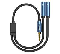 MillSO Headphone Splitter 3.5mm Audio Y Splitter Cable Stereo 4-Pole Microphone Dual Headphone Jack Adapter for Phones, Earphone, Speakers, Tablets, PC, MP3 Players - 30cm/12inch