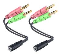 MillSO Headset Splitter Cable [2 Pack] CTIA 3.5mm TRRS Female to Dual TRS Male Audio Mic Splitter Headphone Splitter for Computer PC Laptop to Gaming Headset - 8inch/20cm