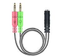 MillSO Mic Headphone Splitter 3.5mm CTIA Jack Headset Audio Splitter Y Adapter with Separate Microphone and Headphone Connector for Gaming Headset to PC - 20cm/8inch