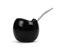 Milltown Merchants Ceramic Mate Gourd and Bombilla Set - Yerba Mate Gourd - Easy To Clean Mate Cup/Filter Straw for Yerba Mate Tea and Mate Infused Drinks (1 pack, Black)