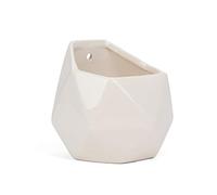 Milltown Merchants Succulent Wall Planters - Wall Vases - White Ceramic Wall Mounted Planters - Succulent Plant Pots - Hanging Vases for Living Wall (1 Pack/Geometric/White)
