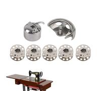 Milltrip Vintage Sewing Machine Bobbin Set - 5 Metal Bobbins & Case & Hook for Old Household Sewing Machine