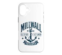 Millwall Isle of Dogs East London England Navy Aged Print Case for iPhone 16 Plus