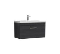 Millwich Contemporary 1 Drawer Wall Hung Vanity Unit with Thin Edge Basin, Charcoal Black, 800mm