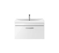 Millwich Contemporary 1 Drawer Wall Hung Vanity Unit with Thin Edge Basin, Gloss White, 800mm