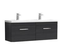 Millwich Contemporary 2 Drawer Wall Hung Vanity Unit with Basin, Charcoal Black, 1200mm