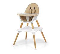 Milly Mally Malmo Feeding Chair, 2-in-1 Adjustable, Foldable High Chair from 6 Months to 6 Years (15/25 kg) Removable Shelf, 5-Point Safety Belts, Beige