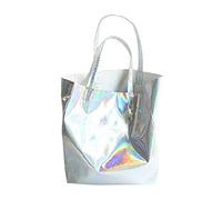 Millya Hologram Large Tote Handbag Shoulder Bag Laser PU Shopper for Men and Women Silver