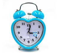 Millya UK 3 Inch Cute Twin Bell Loud Alarm Clock Battery Operated Non Ticking Heart Shape Alarm Clock (Black)