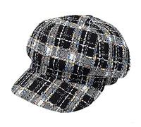 Millya UK Women Classic Newsboy Caps 8 Panel Gatsby Cabbie Hat Plaid Pattern Visor Beret Baker Adjustable Black