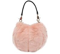Millya UK Women's Faux Fur Bucket Handbag Plush Shoulder Bag Fur Evening Tote Bags(Pink)