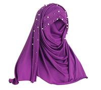 Millya Women Cotton Muslim Headscarf Diamante Long Hijab Scarf Arabia Islamic Oversized Shawl (6675+Purple)